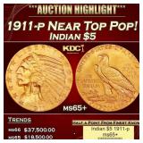 1911-p Gold Indian Half Eagle Near Top Pop! $5 ms6
