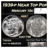 1939-p Mercury Dime Near Top Pop 10c ms67 FSB SEGS