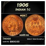 1906 Indian Cent . 1c Grades ms65 rd