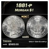 1881-p Morgan Dollar $1 Grades ms65