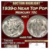 1939-d Mercury Dime Near Top Pop! 10c ms68 FSB SEG