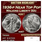 1936-p Walking Liberty Half Dollar Near Top Pop 50