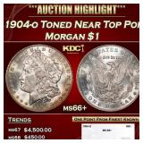 1904-o Morgan Dollar Toned Near Top Pop $1 ms66+ S