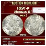 1891-p Morgan Dollar $1 Grades ms65 SEGS