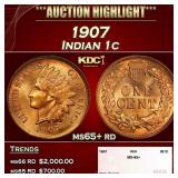 1907 Indian Cent . 1c ms65+ rd SEGS
