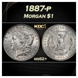 1887-p Morgan Dollar $1 Grades ms62+