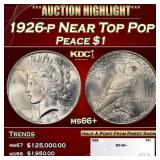 1926-p Peace Dollar Near Top Pop $1 ms66+ SEGS