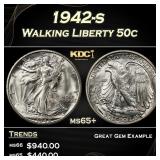 1942-s Walking Liberty Half Dollar 50c Grades ms65