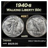 1940-s Walking Liberty Half Dollar 50c Grades ms65