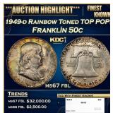1949-d Franklin Half Dollar Rainbow Toned TOP POP!