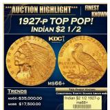 1927-p Gold Indian Quarter Eagle TOP POP! $2 1/2 m