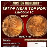 1917-p Lincoln Cent Near Top Pop! 1c ms67+ rd SEGS