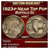 1923-p Buffalo Nickel Near Top Pop 5c ms67+ SEGS