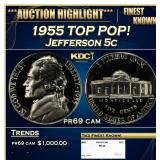 1955 Proof Jefferson Nickel TOP POP! 5c pr69 cam S