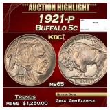 1921-p Buffalo Nickel 5c ms65 SEGS