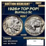 1926-p Buffalo Nickel TOP POP! 5c ms68 SEGS