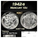 1942-s Mercury Dime 10c ms67 fsb SEGS