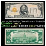 1928 $50 Gold Certificate FR-2404 Signatures Woods
