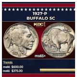 1927-p Buffalo Nickel 5c Grades ms65+