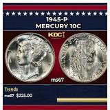 1945-p Mercury Dime 10c ms67 SEGS