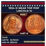 1934-d Lincoln Cent Near Top Pop 1c ms67 rd SEGS