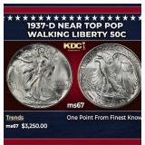 1937-d Walking Liberty Half Dollar Near Top Pop 50
