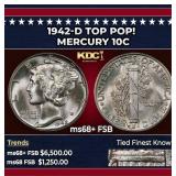 1942-d Mercury Dime TOP POP! 10c ms68+ FSB USCG
