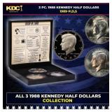 Complete 3 PC. 1988 Kennedy Half Dollar 50c set In