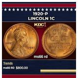 1920-p Lincoln Cent 1c Grades ms66 rd