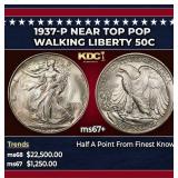 1937-p Walking Liberty Half Dollar Near Top Pop 50