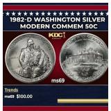 1982-d Washington Modern Commem Half Dollar Silver