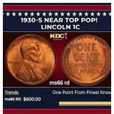 1930-s Lincoln Cent Near Top Pop! 1c Grades ms66 r