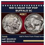 1931-s Buffalo Nickel Near Top Pop 5c ms67 SEGS