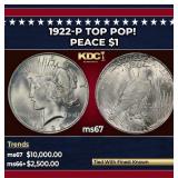 1922-p Peace Dollar TOP POP! $1 ms67 SEGS