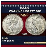 1936-s Walking Liberty Half Dollar 50c Grades ms65