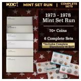 1973-1978 Mint Set Run 74 Coins 6 Complete Sets Co