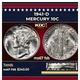 1941-d Mercury Dime 10c ms67 fsb SEGS