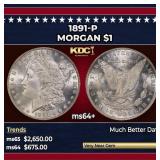 1891-p Morgan Dollar $1 ms64+ SEGS