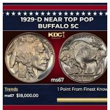 1929-d Buffalo Nickel Near Top Pop 5c ms67 SEGS