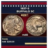1937-s Buffalo Nickel 5c Grades ms66
