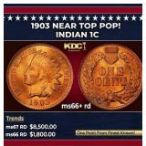 1903 Indian Cent Near Top Pop! 1c ms66+ rd SEGS