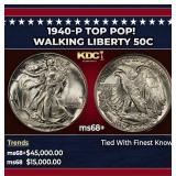 1940-p Walking Liberty Half Dollar TOP POP! 50c ms