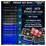 1968-1979 Proof Set Run 67 Coins 12 Complete Sets