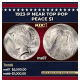 1923-p Peace Dollar Near Top Pop $1 ms67 SEGS
