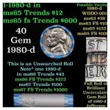 BU Shotgun Jefferson 5c roll, 1980-d 40 pcs Bank $