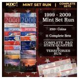1999-2009 Mint Set Run - 256 Coins, 11 Complete Se