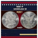 1881-p Morgan Dollar $1 Grades ms63+