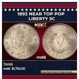 1892 Liberty Nickel Near Top Pop 5c ms66 SEGS