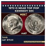 1972-d Kennedy Half Dollar Near Top Pop 50c ms67 S