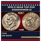 1978-d Eisenhower Dollar Near Top Pop $1 ms66 SEGS
